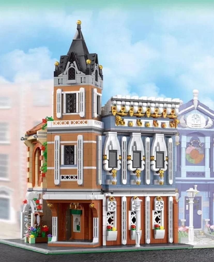 Modular Building Blocks Flower and Cafe Shop Set | 3039 Bricks | Modular Two-Story Design with Realistic Accessories | Compatible with Leading Brick Brands