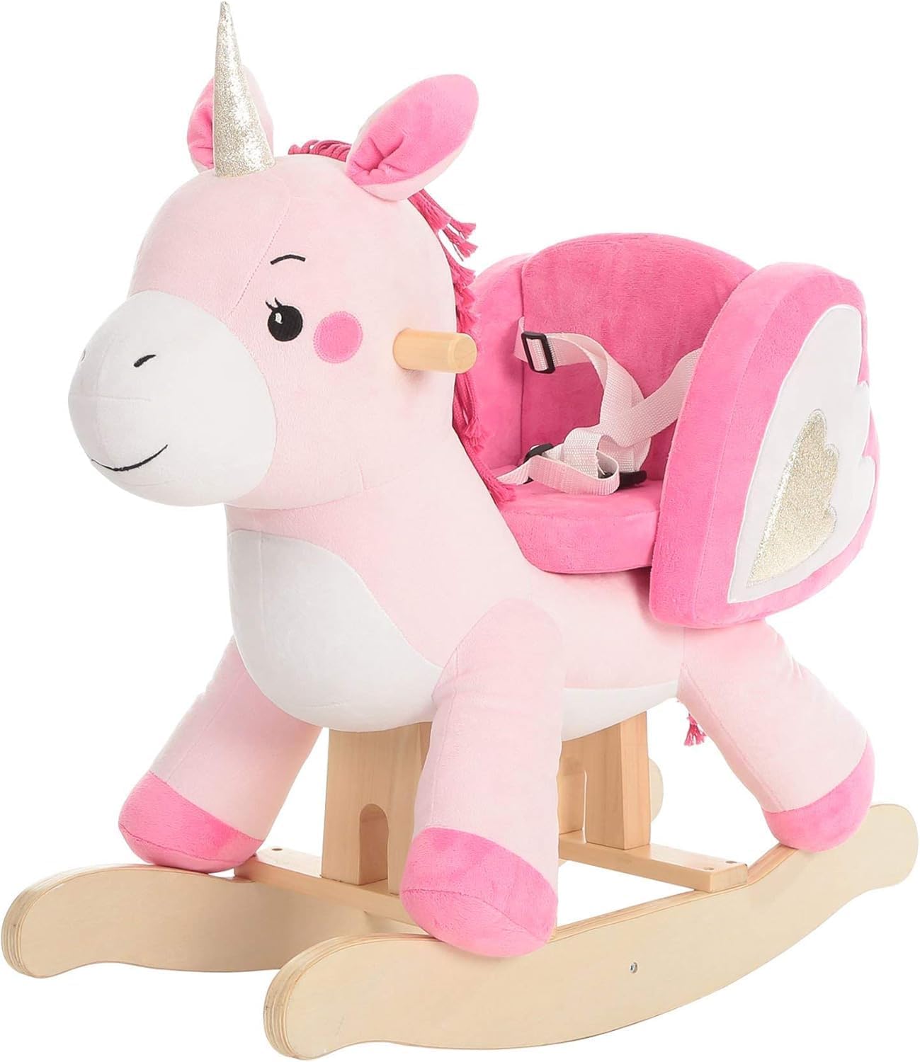 Baby Rocking Horse, Ride Unicorn, Kid Ride On Toy for 6 Month-3 Year Old, Infant (Boy Girl) Plush Animal Rocker, Toddler/Child Stuffed Ride Toy (Pink)