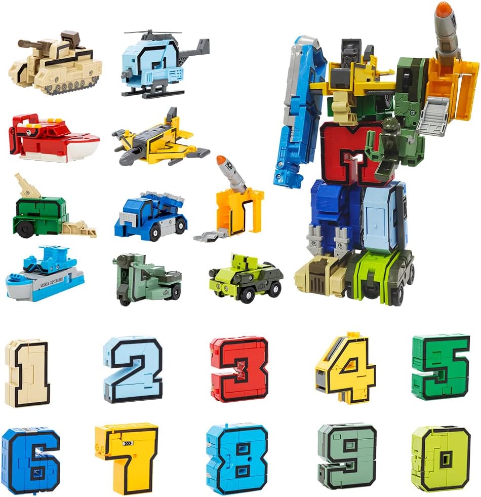Number Transforming Toys,  Military Transforming Robet Toy for Tollders Montessori Teaching, School Classroom  Learnnig Toys for Boys 3 4 5 Years Old