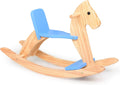 Wooden Rocking Horse Baby Ride On Toy for Toddler Rocking Horse Classic Design with Pedal and Safe backrest for Toddlers (Blue)