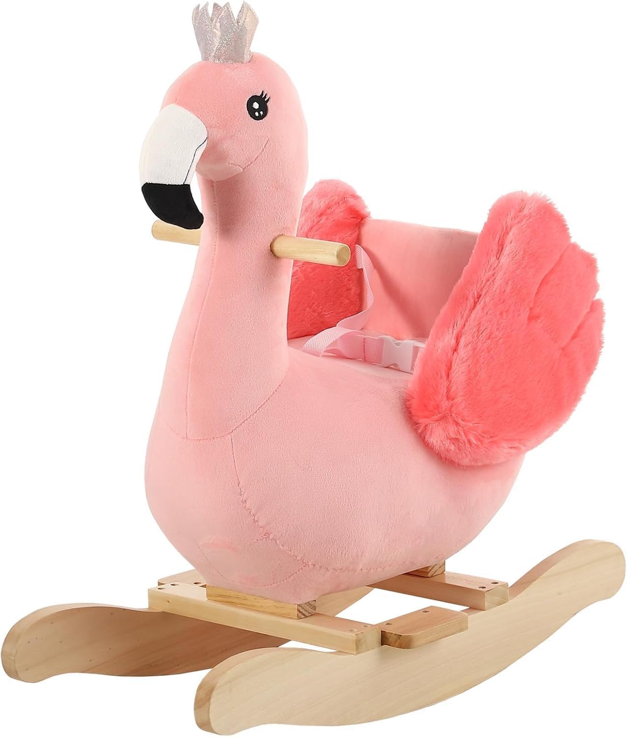 Flamingo Baby Rocking Horse for Toddlers 6 Months to 3 Years, Cute & Graceful Pink Swan Baby Rocker for Baby Girl, Stuffed Plush Ride-on Rocking Animal, Easy to Assemble, CPC & CE Certified