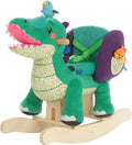 Child Rocking Horse Toy, Stuffed Animal Rocker, Green Crocodile Plush Rocker Toy for Kid 6 Month -3 Years, Wooden Rocking Horse Chair/Rocker/Animal Ride on