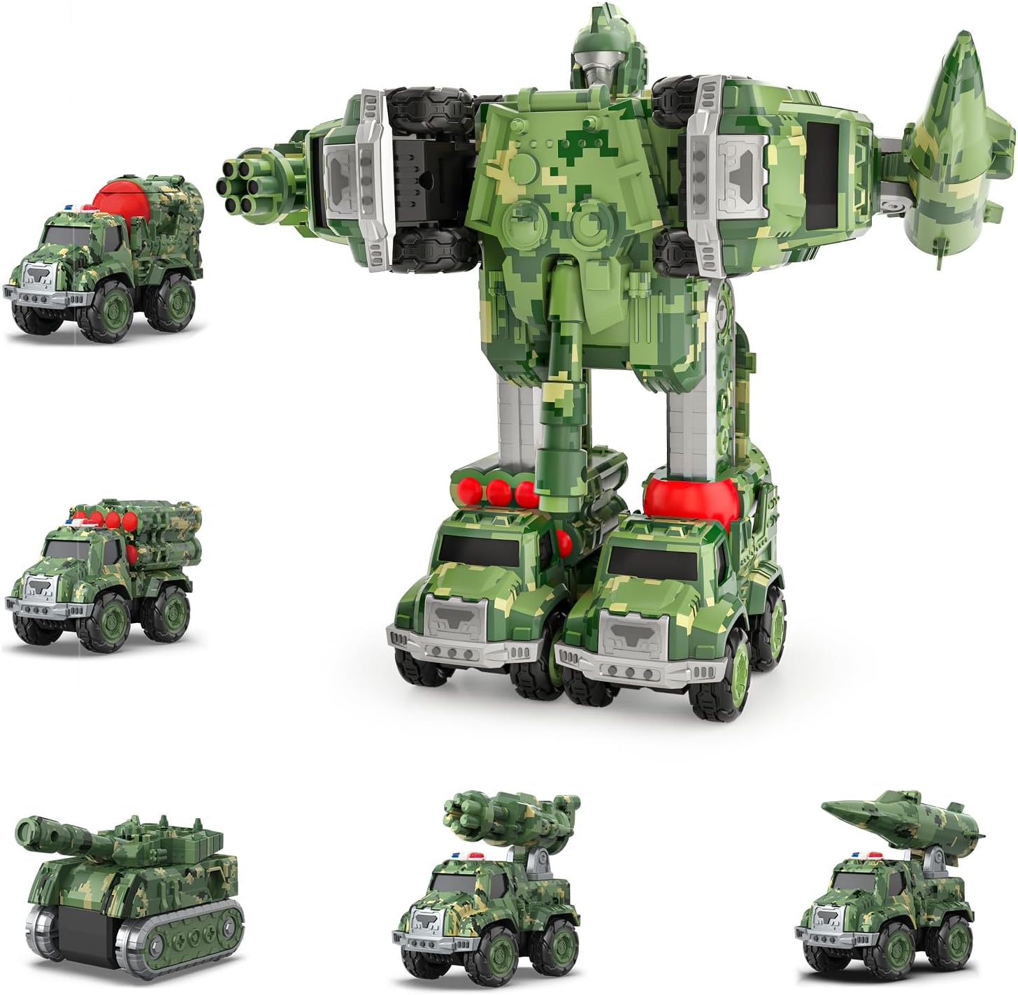 Transforming Robot Toys for Boys Military Team Deformation Action Figure 5 in 1 Educational  Toys for Toddler Christmas Birthday Gifts