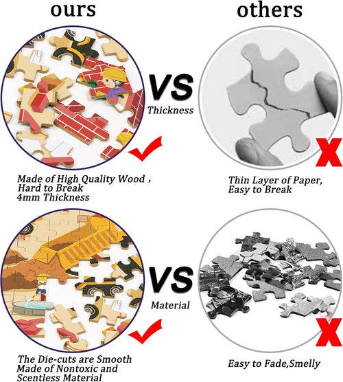 100 Pieces Jigsaw Puzzles in a Metal Box for Kids Age for 4-8 Boys Girls Toy Puzzles Construction Site Vehicles Children Learning Educational Puzzles Toys