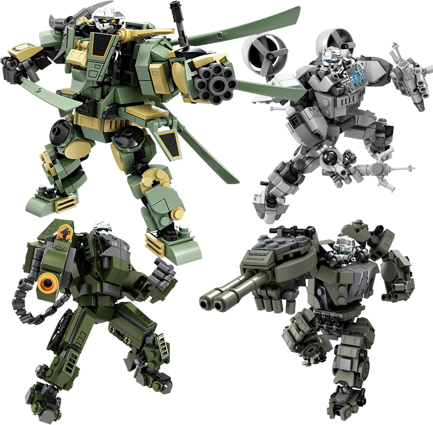 Transforming Mech Robot Building Blocks Set, 4 Kinds of Destroy Warrior City Mecha Action Figure with Weapons, Cool Creative Robots Toys Gift for Teens Boys (1448 PCS)