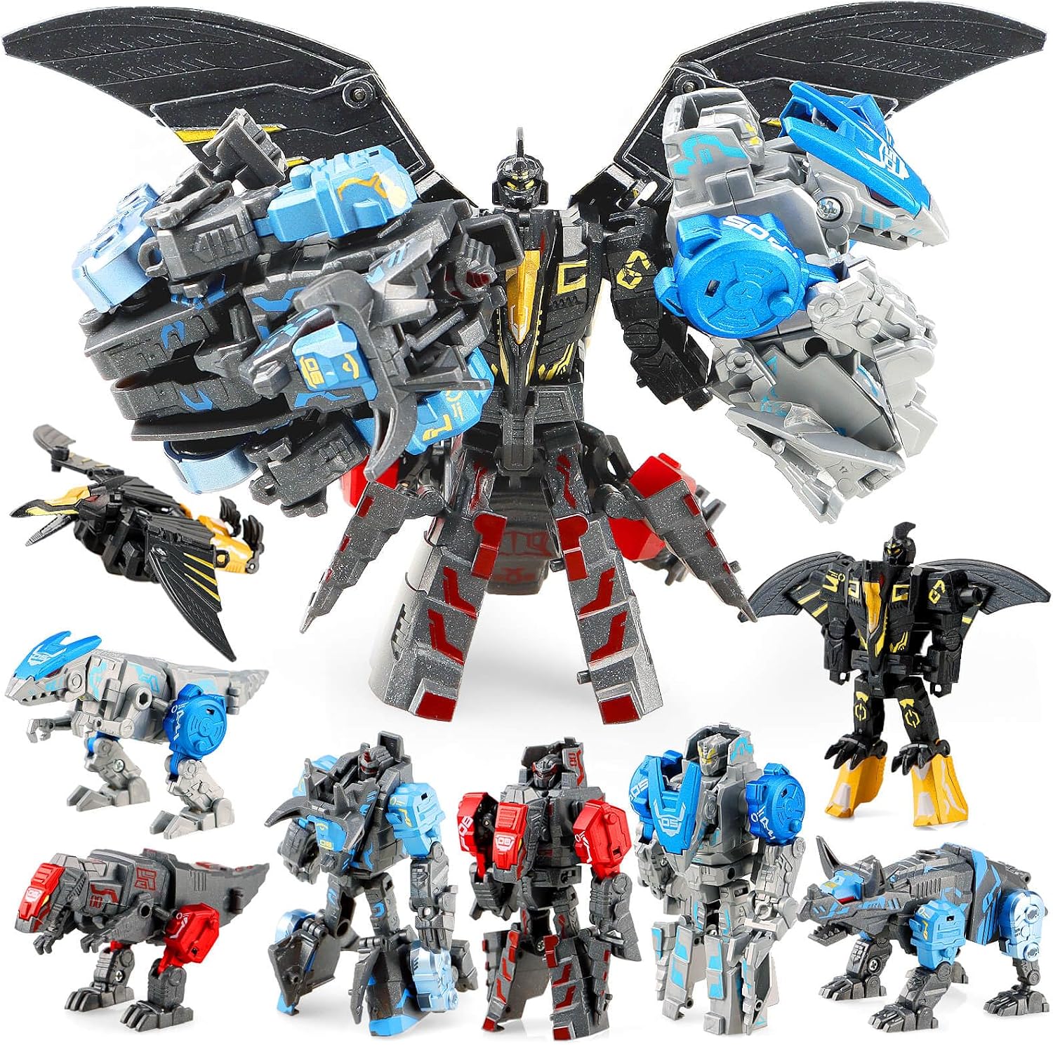 Dinosaur Transforming Robot Toys: 4-in-1  Figure Robot Dinosaur Toys for Kids 3-8 Transform Toy Birthday Gifts for Boys Girls Age 8 9 10 Years Old