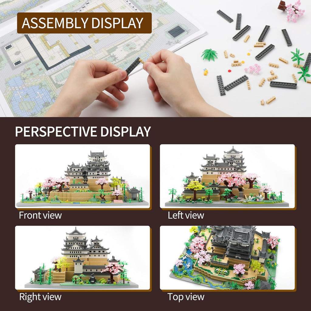 Micro Mini Building Blocks Sets for Adults Japan Himeji Castle with Cherry Blossoms Model Kit Architecture Landmarks Collection 10080 PCS, Collectible Toy Present